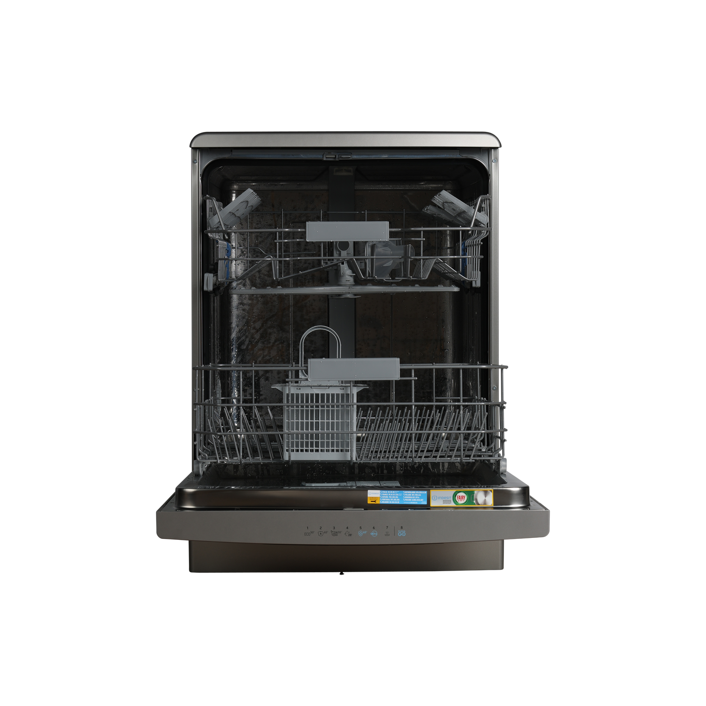Lave-Vaisselle Pose Libre 14 Cvts Reconditionné INDESIT DFO 3C26 X : vue de l'intérieur