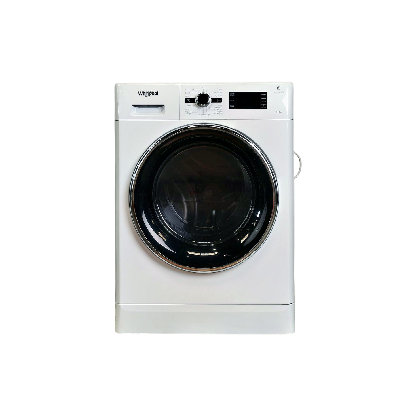 Lave-Linge Sechant 9 kg Reconditionné WHIRLPOOL FWDG97168BXFR : vue de face